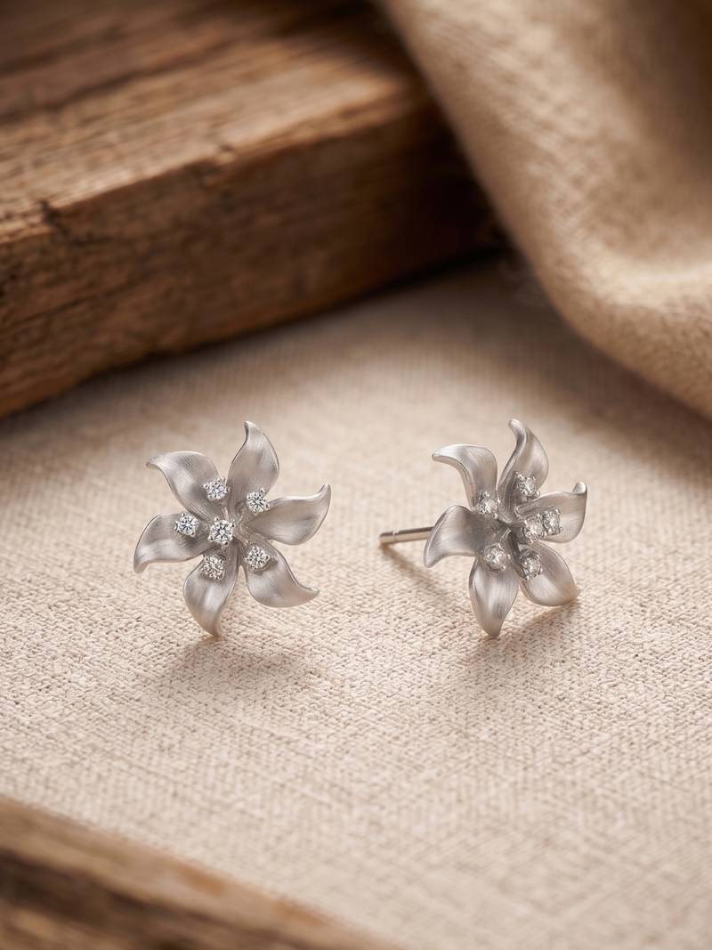 925 silver earrings bloom flower stud earrings for women
