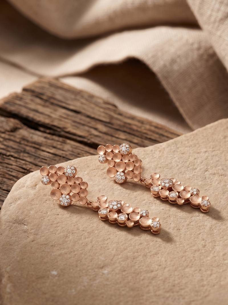 925 silver rose gold bubble drop earrings for women