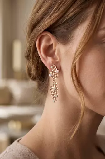 925 silver rose gold bubble drop earrings for women