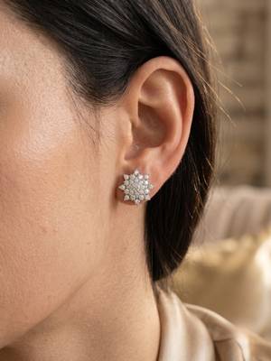925 silver star bloom stud earrings for women 1