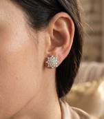 925 silver star bloom stud earrings for women