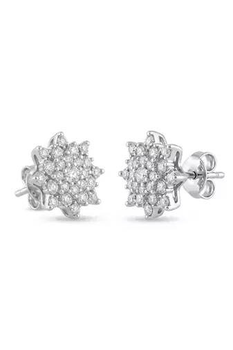 925 silver star bloom stud earrings for women