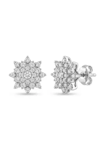 925 silver star bloom stud earrings for women