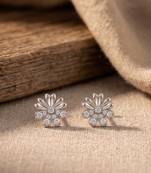 925 silver bloom flower stud earrings for women
