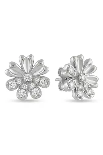 925 silver bloom flower stud earrings for women