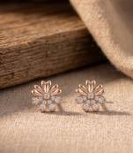 925 silver rose gold bloom flower stud earrings for women