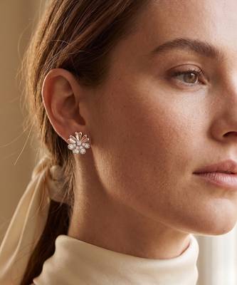925 silver rose gold bloom flower stud earrings for women 2