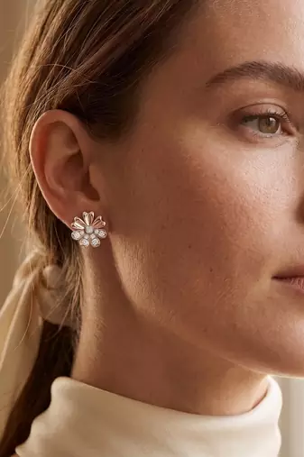 925 silver rose gold bloom flower stud earrings for women