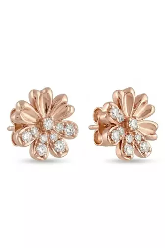 925 silver rose gold bloom flower stud earrings for women