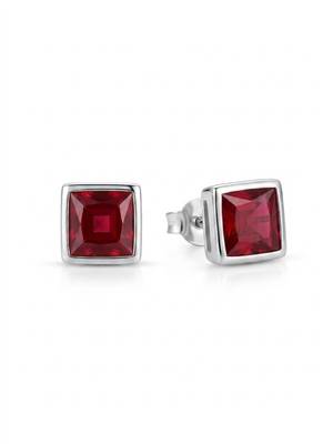 925 silver ruby square stud earrings for women 3