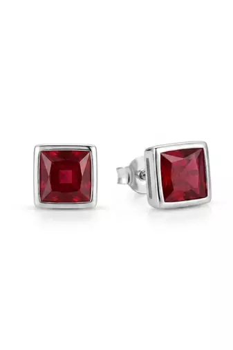 925 silver ruby square stud earrings for women