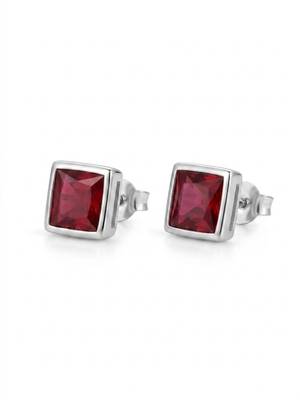 925 silver ruby square stud earrings for women 4