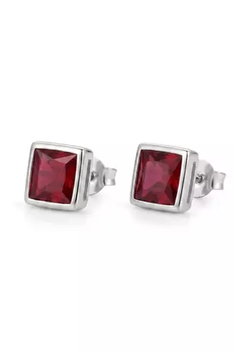 925 silver ruby square stud earrings for women