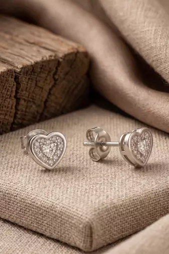 925 silver heart stud earrings for women