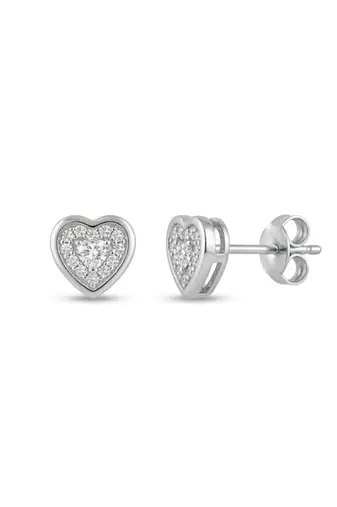 925 silver heart stud earrings for women