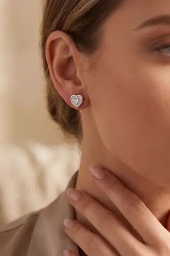 925 silver heart stud earrings for women