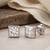925 silver square crystal stud earrings for women