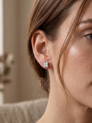 925 silver square crystal stud earrings for women 2