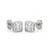 925 silver square crystal stud earrings for women