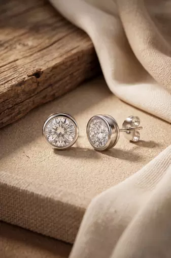 925 silver round stud earrings for women