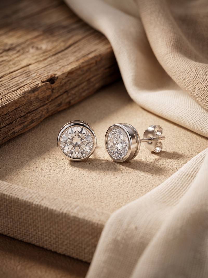 925 silver round stud earrings for women