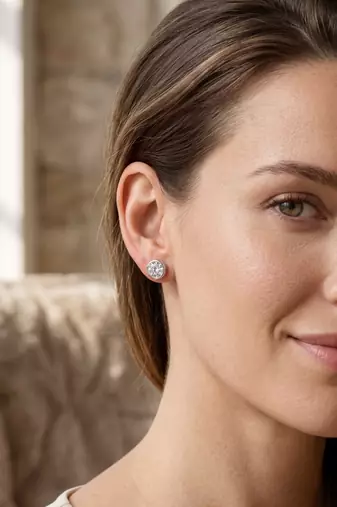 925 silver round stud earrings for women