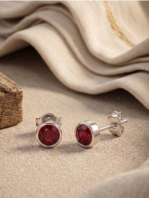 925 silver round ruby stud earrings for women 1