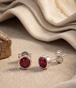 925 silver round ruby stud earrings for women