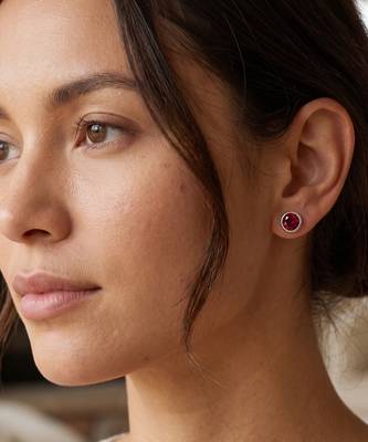 925 silver round ruby stud earrings for women 2