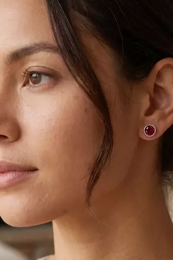 925 silver round ruby stud earrings for women