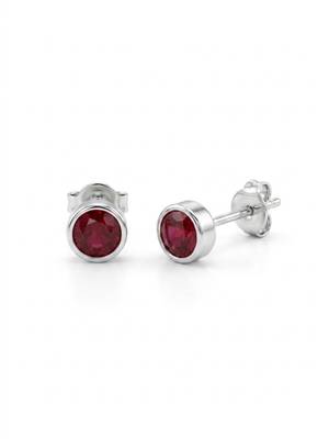925 silver round ruby stud earrings for women 3