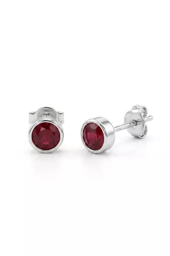 925 silver round ruby stud earrings for women