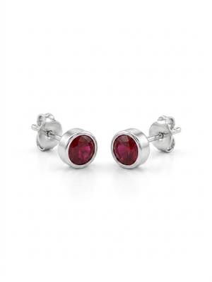 925 silver round ruby stud earrings for women 4