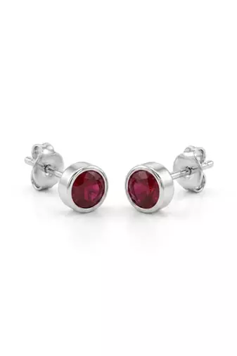 925 silver round ruby stud earrings for women