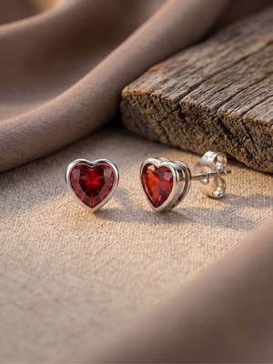 925 silver heart ruby stud earrings for women 1