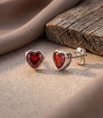 925 silver heart ruby stud earrings for women