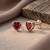 925 silver heart ruby stud earrings for women