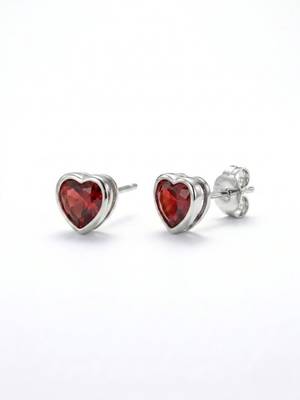 925 silver heart ruby stud earrings for women 3