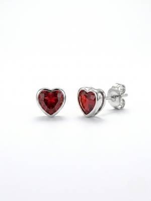 925 silver heart ruby stud earrings for women 4