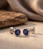 925 silver round blue stud earrings for women