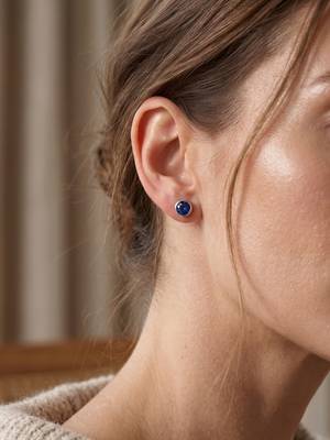 925 silver round blue stud earrings for women 2