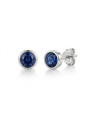 925 silver round blue stud earrings for women 3