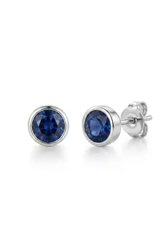 925 silver round blue stud earrings for women