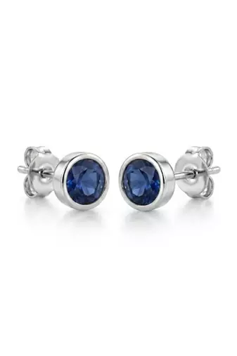 925 silver round blue stud earrings for women