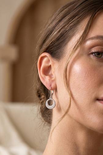 925 silver earrings round sparkle hoops earrings for women