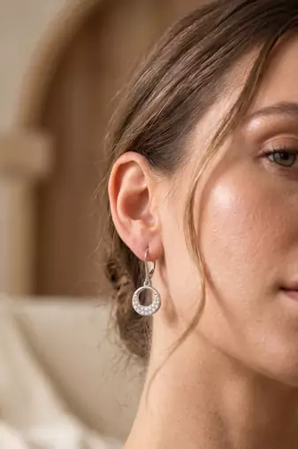 925 silver earrings round sparkle hoops earrings for women