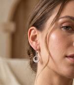 925 silver earrings round sparkle hoops earrings for women