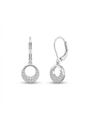 925 silver earrings round sparkle hoops earrings for women 2