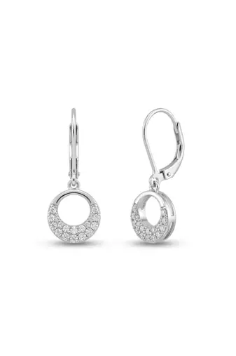 925 silver earrings round sparkle hoops earrings for women