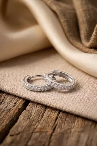 925 silver earrings round sparkle bali earrings for women